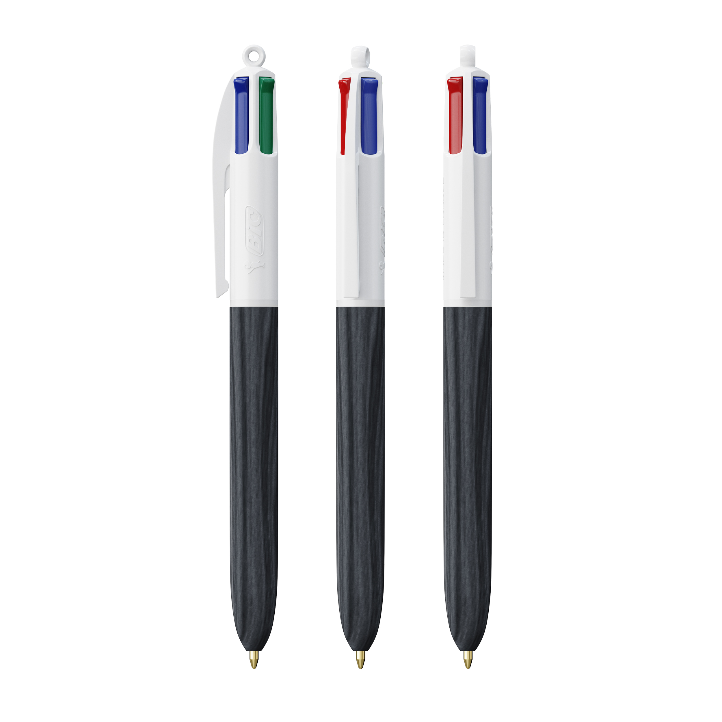 Stylo 4 Couleurs publicitaire BIC® Wood Style avec Lanyard Blanc - bois noir